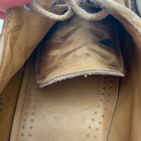 Cole Haan G2 Men's Shoes 10 D Almond Toe Lace Up Suede Oxfords Khaki Two Toned - Picture 13 of 16